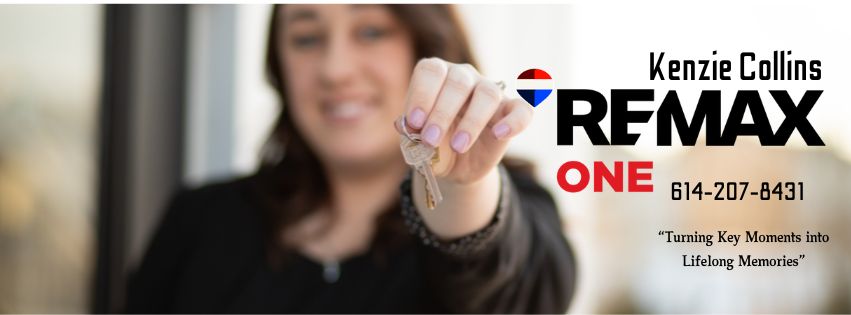 Kenzie Collins holding a house key, RE/MAX ONE, 614-207-8431
